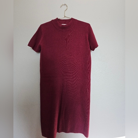 Crewneck Felted Wool Mini Sweater Dress - Picture 1 of 8